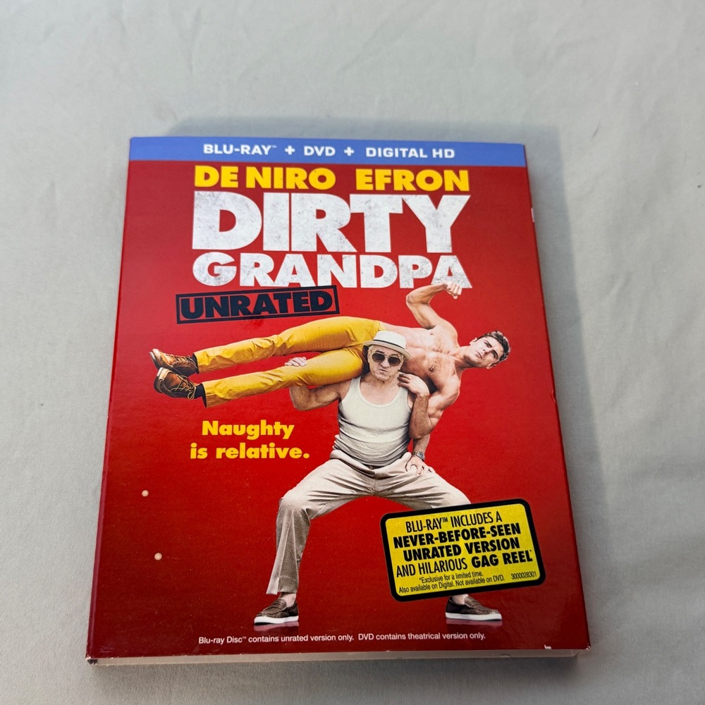 Dirty Grandpa Blu-ray DVD Unrated Theatrical Robert De Niro Zac Efron Lionsgate